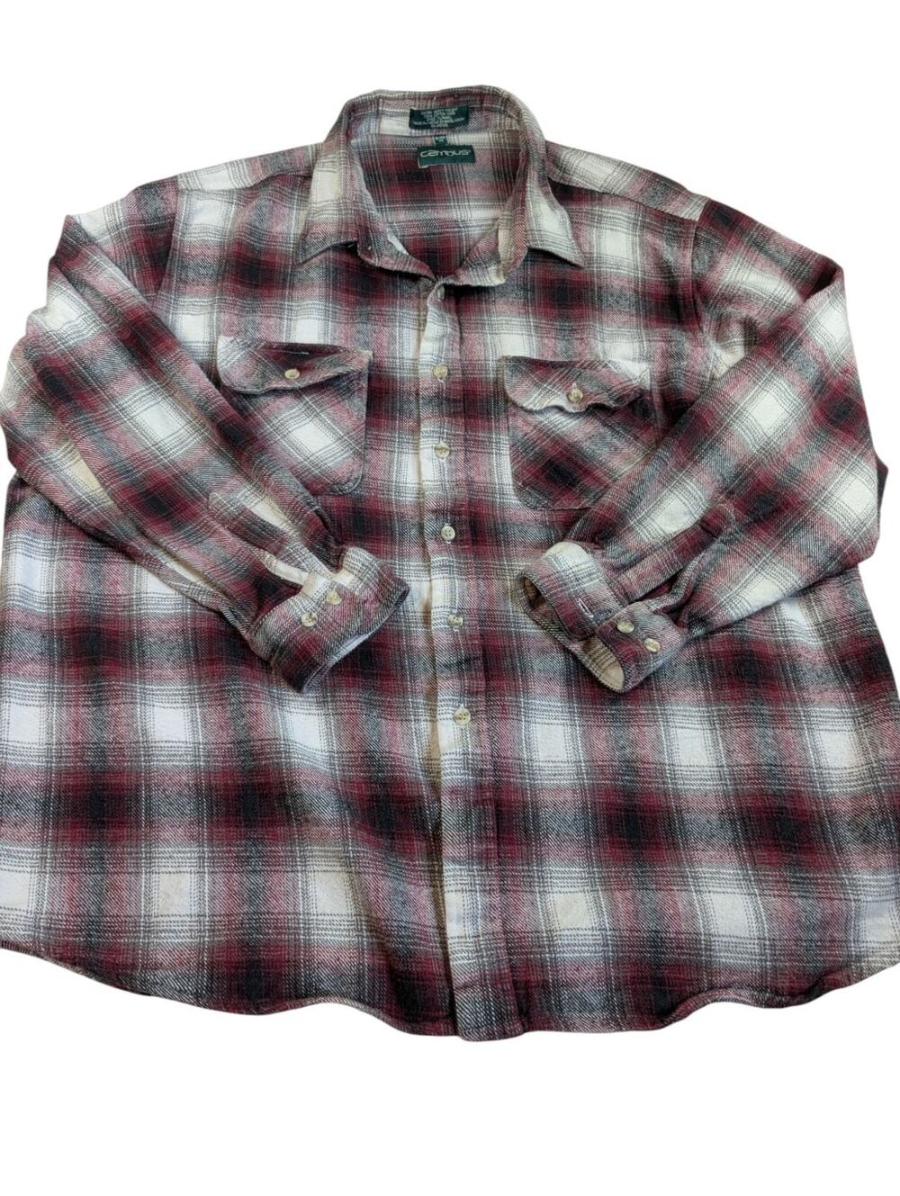 VINTAGE Campus Shirt Mens 3X Green Maroon Plaid 80's Jac Shacket
